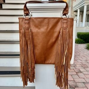 URBAN ORIGINALS VEGAN LEATHER FRINGE BAG